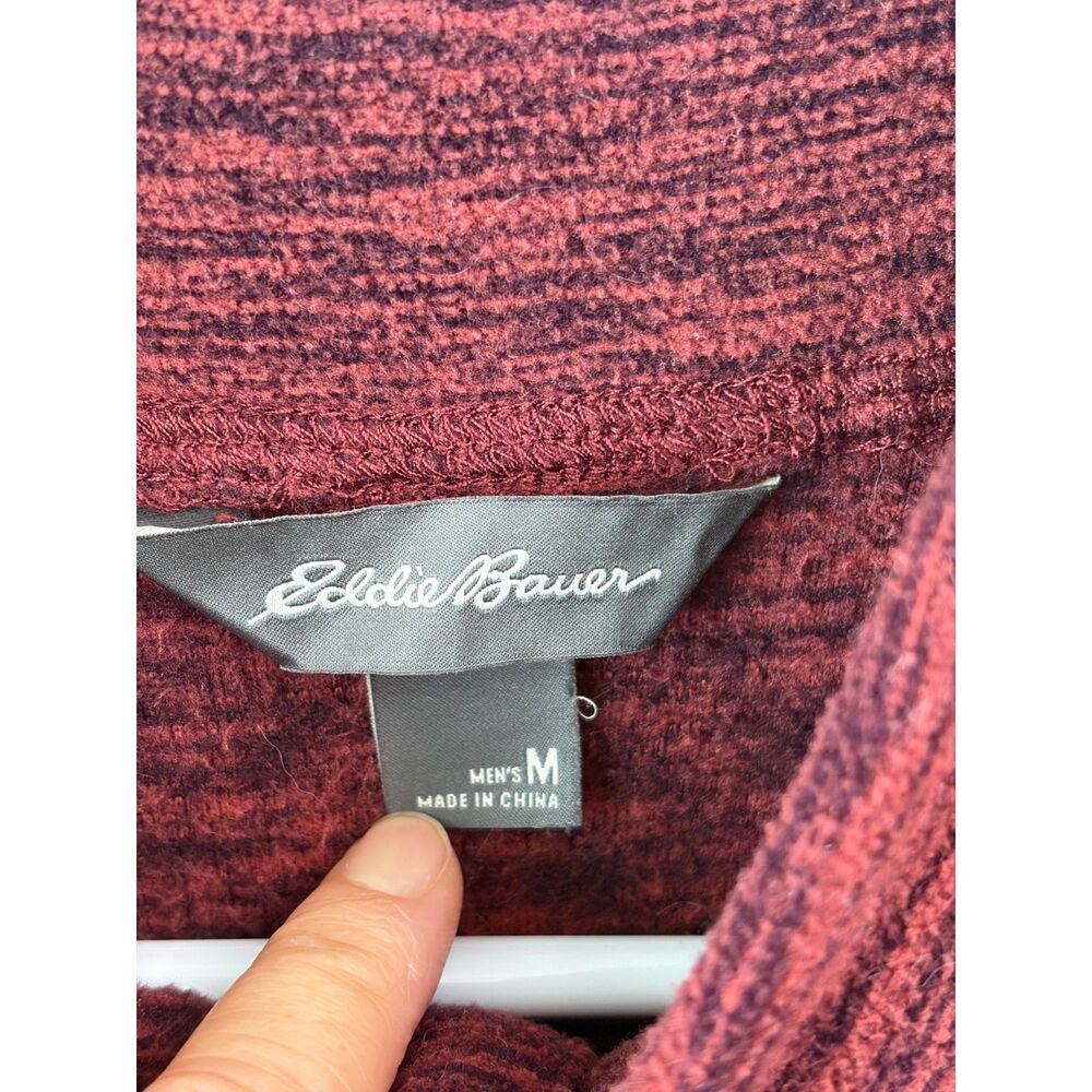 Eddie Bauer Mens M Fleece 1/4 Zip Pullover Jacket Pocket Plum Heather Gorpcore - Picture 4 of 7